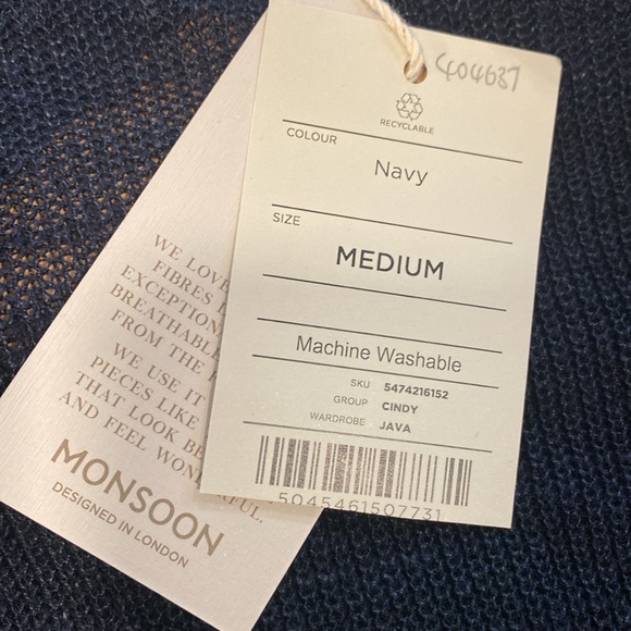 Monsoon long Navy cardigan size M NWT - Picture 7 of 7